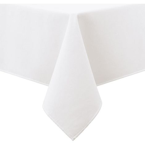 Nappe aspect lin 140x100 cm Blanc, hydrofuge, avec envers flanelle