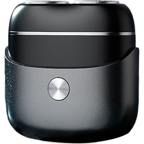 Afeitadora eléctrica rotativa portátil con cabezal magnético para hombre, gris oscuro.