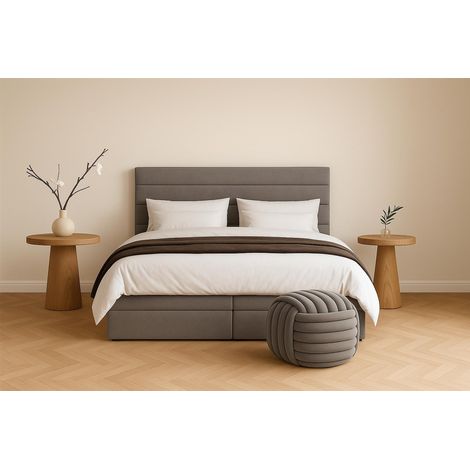 Sofello Boxspringbett BELLA ohne Füße – Inklusive Taschenfederkernmatratze – Luxus & Komfort vereintGrau Velours Samtbett ohne Füße (1/5)
