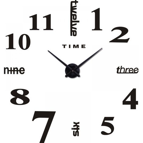 Horloge murale moderne silencieuse à faire soi-même, grand format, autocollant 3D