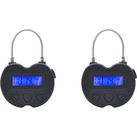 Dos candados inteligentes con temporizador, pantalla LCD, carga USB, temporizador temporal, candado, temporizador electrónico de viaje, color negro. (1/5)