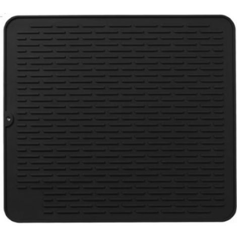 Tapis de Séchage (Noir) Vaisselle XL en Silicone 45 x 40 cm Garantie à Vie
