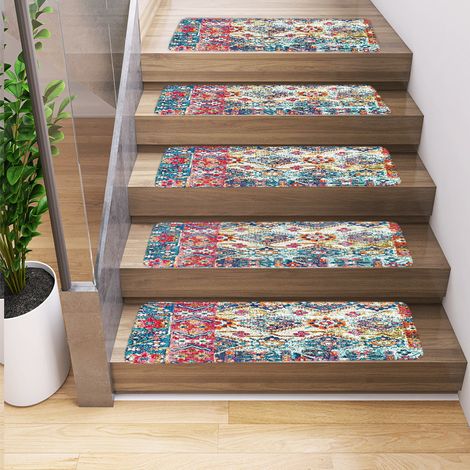 Lot de 5 tapis d'escalier antidérapants, tapis de sol, tapis d'escalier, tapis d'escalier d'intérieur, tapis d'escalier de bord, 76 x 20 cm (1/5)