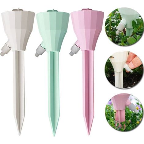 Lot de 6 pointes d'arrosage automatique pour plantes, valve à libération lente, volume d'eau réglable, goutte à goutte, plantes (1/5)