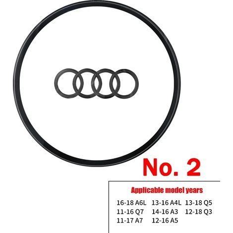 (N° 2 Noir brillant) Bande adhésive brillante avec logo pour volant automobile, plaquée or, compatible avec Audi A3, A4, B8, 8P, B9, 8V, A5, A6, C7, A7, Q3, Q5 et Q7. (1/4)