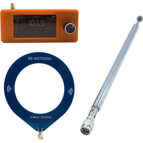 Geeignet für das tragbare Radio SI4732, 0,5-108 MHz LSB USB AM/FM FM/AM, mit 2 Antennen, Vollband-Radioempfänger, orange.