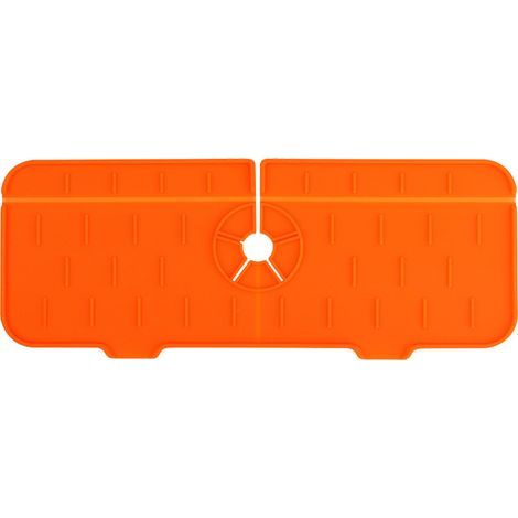 Faucet Handle Drain Mat (Orange), Silicone Faucet Mat for Sink, Drying Mat, Kitchen, Bathroom, Dining Room Multifunctional Drying Mat
