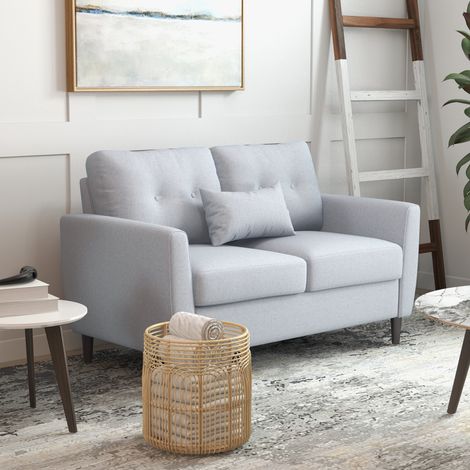 Sofá de 2 Plazas con Cojines y Asiento Acolchado Funda de Almohada Lavable 140x78x83 cm Gris Claro (1/5)