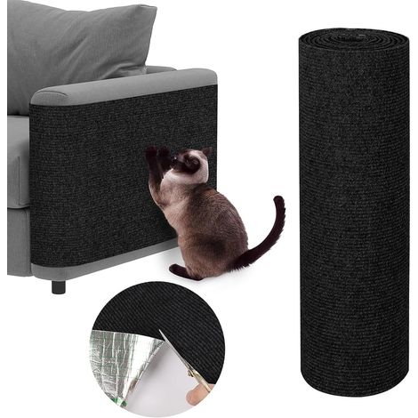 Self-adhesive cat scratching mat, anti-scratch mat, suitable for sofas, furniture, doors, and walls, 30 x 100 cm, black.