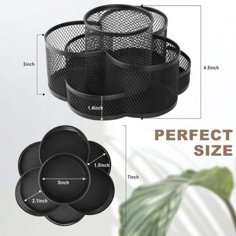 Pot crayons en maille pour bureau et organisation amliore noir Label (1/4)