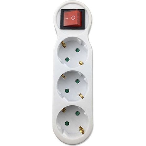 Adaptateur de prise tripolaire avec interrupteur, multiprise ronde tripolaire à prises multiples (1/4)