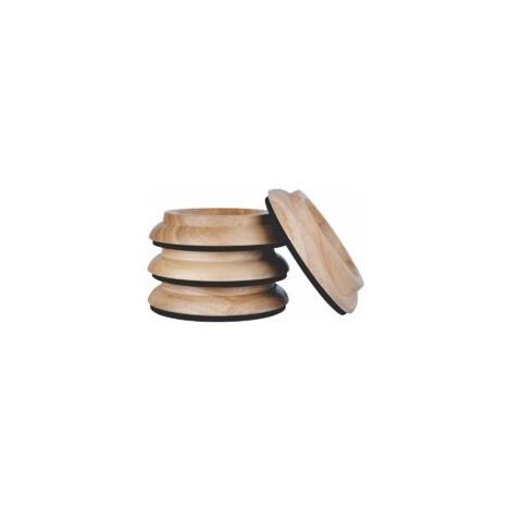 Set di 4 coppette in legno massello - Cuscinetti protettivi per gambe di mobili, rovere naturale. - Crezuo
