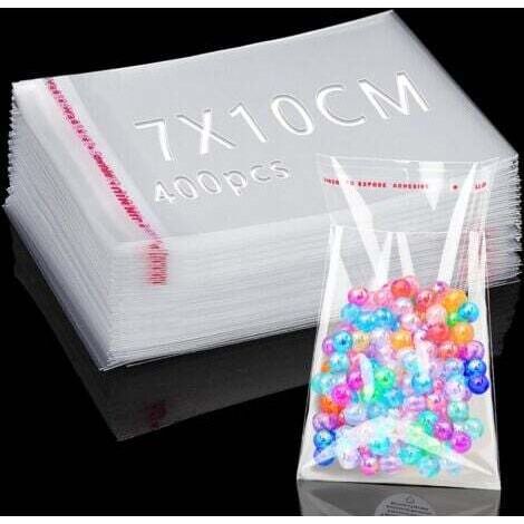 400 Pièces Sac Plastique Transparent 10x7cm Sachet Cellophane Sacs Auto-adhésifs Plastique OPP Sachet Biscuit Sachet Emballage Transparent Petits Sac Bonbon pour Chocolats Bijoux Cadeau (1/5)