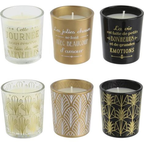 Coffret 6 Bougies Parfumées "Home Art" 5cm Vanille (1/4)