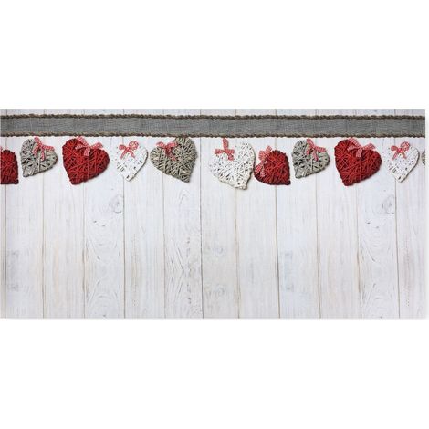TAPPETO Runner da CUCINA Passatoia Antiscivolo CUORI SHABBY made in Italy Cm. 50x200