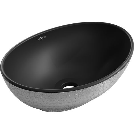 Mexen Elza Aufsatzwaschbecken 40 x 33 cm, Schwarz matt/Silber Schuppenmuster - 21014022 (1/5)