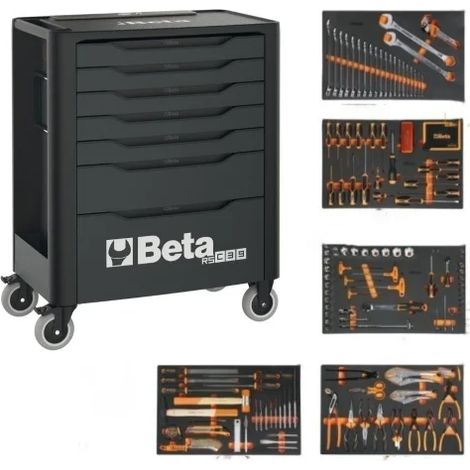 Beta Cassettiera mobile porta attrezzi 7 cassetti con assortimento 288 Pz. 3900 RSC39/7-A VI cod. 039000707 (1/5)