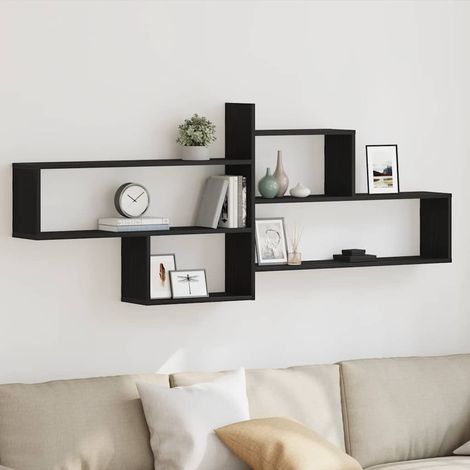 Wandregal Schwarz Eichen-Optik 167,5x18x68 cm Holzwerkstoff (1/5)