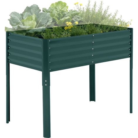 GARVEE - Potager Surélevé Métal Galvanisé 120x60x90 cm avec Couvercle - Carré Potager Anti-Rouille pour Légumes et Fleurs Vert (1/5)