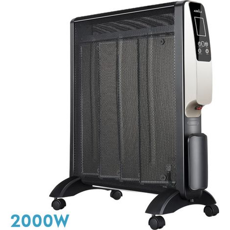 Mica Coat Heizkörper 2000 W 4 Elemente Schwarz/Gold Fernbedienung 2 Pot Anti-Roll, Timer-Anzeige 61,5 x 56 x 26,5 cm