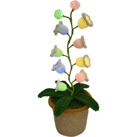 Lampe de chevet Shimmernest Lilyglow Flowers, motif muguet vintage, fleur artificielle au crochet avec dix petites lumières pour la décoration intérieure (1/5)