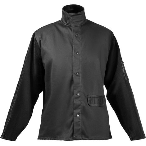 Mophorn Chaqueta de Soldador Resistente al Fuego, XL, Fabricada en Piel de Vacuno Dividida y Algodón, con Botones a Presión, Ideal para Montadores, 810,1 x 1371,6 x 889 mm, Color Negro
