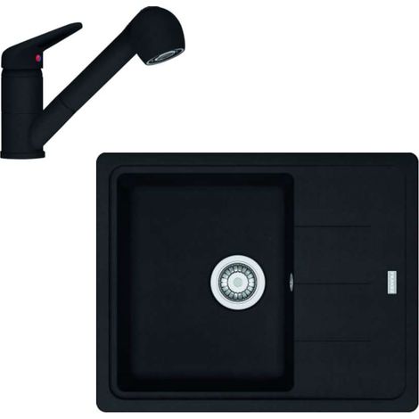 Franke Set - Set da cucina G55, lavello in fragranite BFG 611-62 e miscelatore FC 9547.901, nero spazzolato 114.0675.661