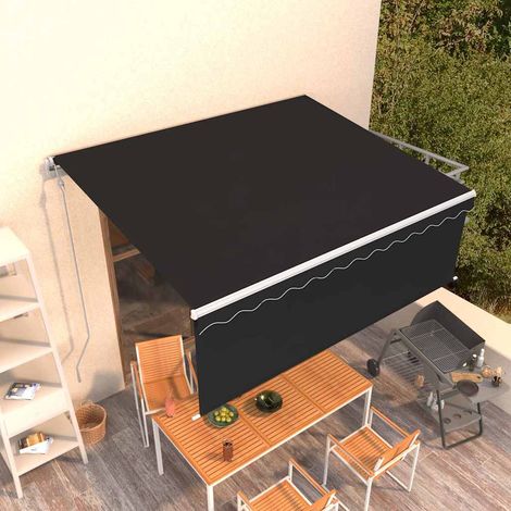 vidaXL Auvent automatique rétractable avec store 4x3 m Anthracite (1/5)