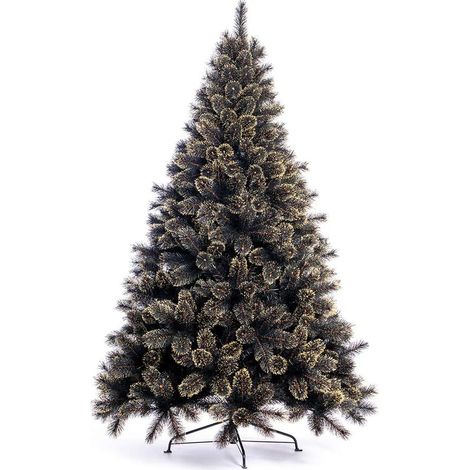 Albero di Natale Luxury 240cm 1434 Punte Nero e Oro Base a Croce Design Premium (1/5)