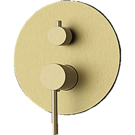 Kibath Grifo Empotrado de Ducha (solo grifo) monomando redondo acabado ORO CEPILLADO mate fabricado en latón