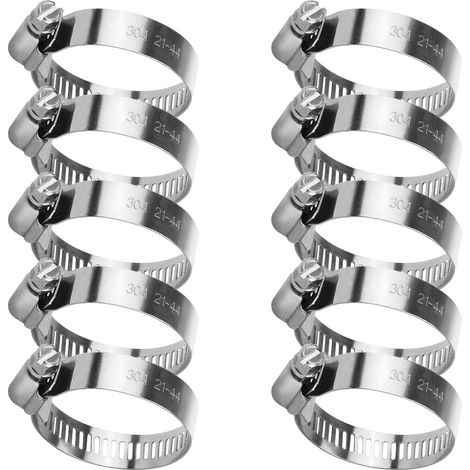 Collier de Serrage Réglable 21-44 mm(10pcs) Collier de Serrage Inox 304 Collier Serrage Métallique pour la Plomberie, Piscine, l'Automobile et les Applications Mécaniques (1/5)
