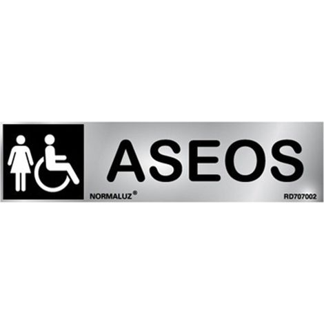 Cartello per servizi igienici per donne/disabili, acciaio inossidabile, adesivo. 5x20cm rd707033