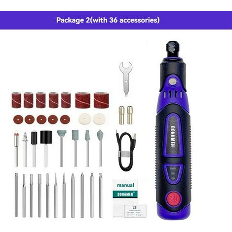 Mini Cordless Rotary Tool Kit 3.6V Rechargeable Multi-Purpose Grinder Type-C Charging for Polishing Sanding Engraving (1/4)