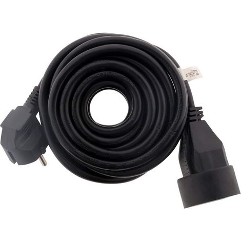 1 Prolongateur Noir, Câble HO5VV-F 3G1,5mm², Fiche 2P+T 16A, Sécurité Enfant, Intérieur Extérieur