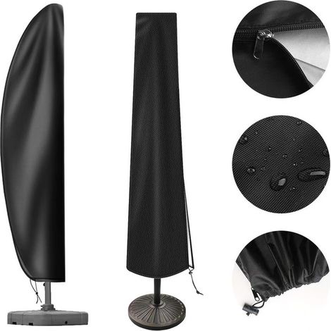 Housse de Parasol en Oxford 210D, pour Parasol Romain, Imperméable, Anti‑UV, avec Manche Télescopique, Noir, 205 cm (57x48x25 cm) (1/4)