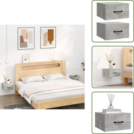 The Living Store Mesitas de noche de pared 2 uds color gris hormigón 35x35x20 cm - Mesitas de noche