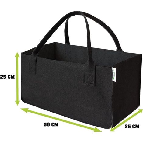 Set of 2 black felt bags for groceries, firewood, newspaper basket (black) MUMU (1/3)