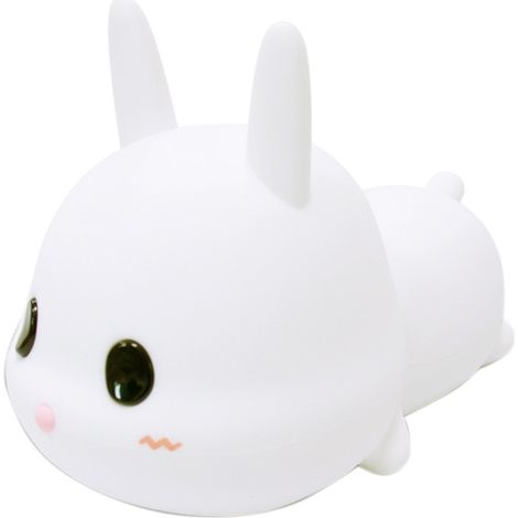 Veilleuse One Piece, veilleuse pour enfants, lampe en silicone en forme de lapin mignon, commande tactile, chargement USB, 7 couleurs, avec télécommande (blanche)