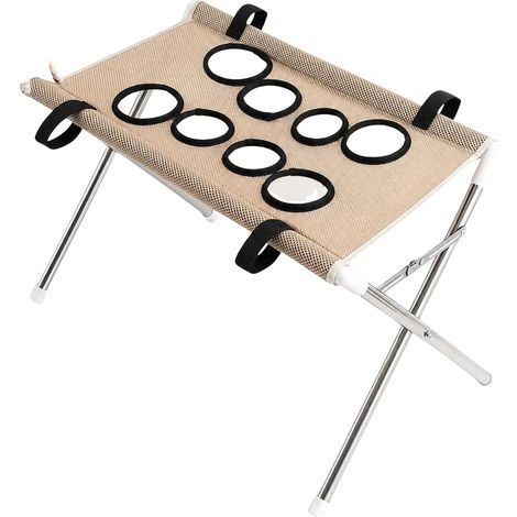 Soporte plegable para bañar mascotas con hamaca de aseo - Modelo color caqui, se puede colocar sobre una superficie o colgar en una estación de lavado de perros. (1/5)