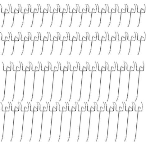 60 Pièces Panneau Perforé Crochets Muraux Métal, Métal Crochets Panneaux Perforés, Crochet pour Panneau Perforé, pour Panneau D'affichage, Étagères de Supermarchés, Quincailleries (5/10 cm)—— (1/5)