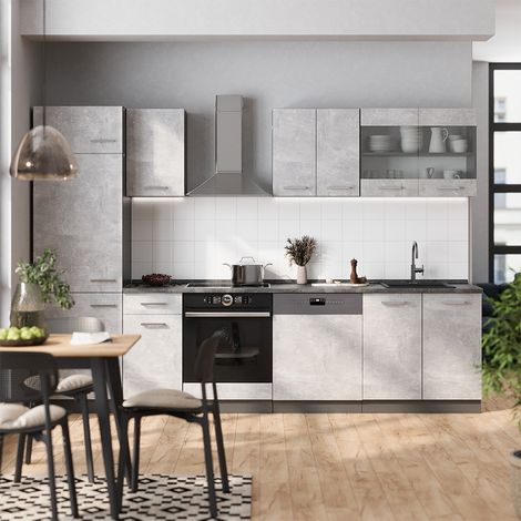 Cuisine R-Line, Béton/Anthracite, 300cm , PT Anthracite, Vicco