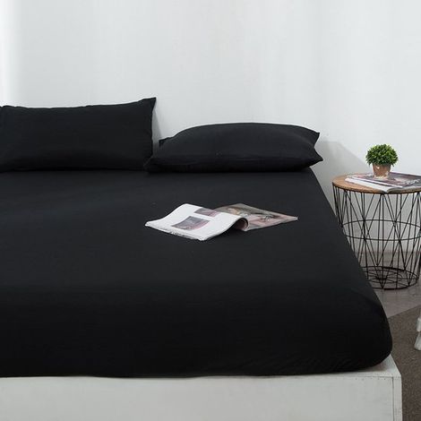 Coprimaterasso impermeabile con angoli elasticizzati, tinta unita, blu navy, 140 x 200 + 30 (1/5)