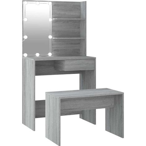 Maison Exclusive - Schminktisch-Set mit LED Grau Sonoma Holzwerks (1/5)
