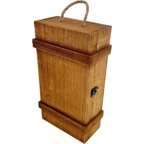 Caisse en sapin bruni pour 2 bouteilles, 37 x 21,5 x 10 cm (lot de 3)