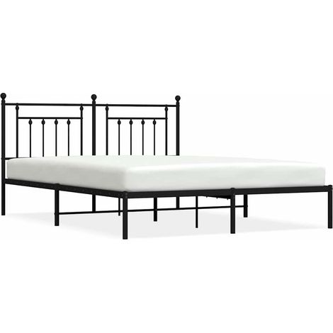 Bettgestell für Erwachsenenbett,Bettrahmen Metallbett mit Kopfteil,Schlafzimmerbett Metall Schwarz 183x213 cm -Maison 19855 (1/5)