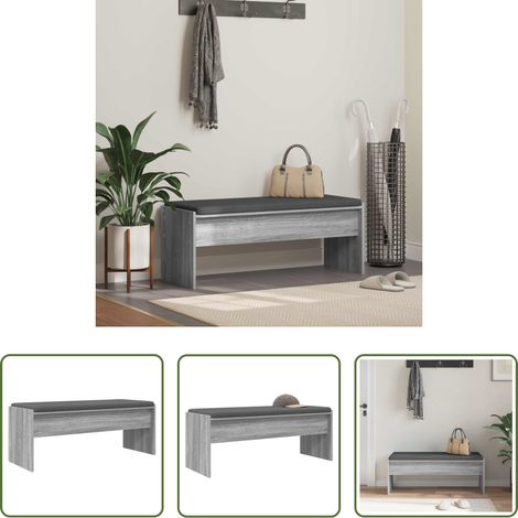 vidaXL Sitzbank - Flurbank mit Kissen Graues Sonoma 103 x 38 x 40 cm (1/5)