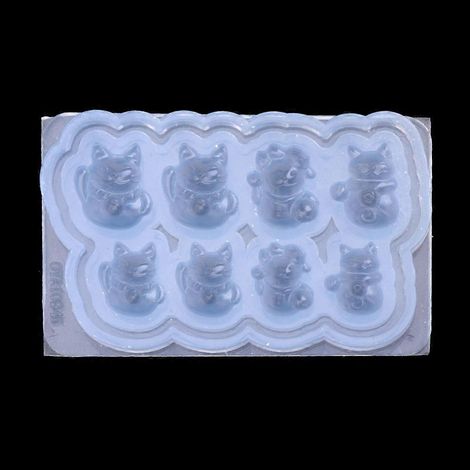 Harzform für Katzenfiguren, Glücksbringer für Katzen, Epoxidform, 8 verschiedene Formen