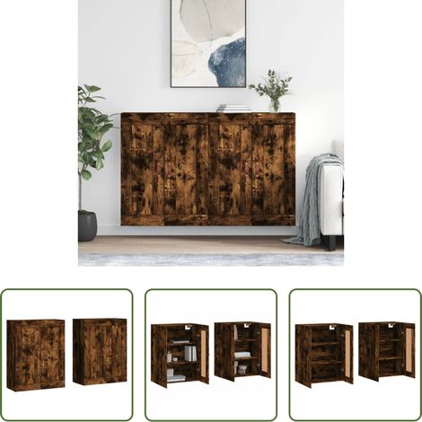 Rangement murale -  Armoires murales 2 pcs chêne fumé bois d'ingénierie (1/5)