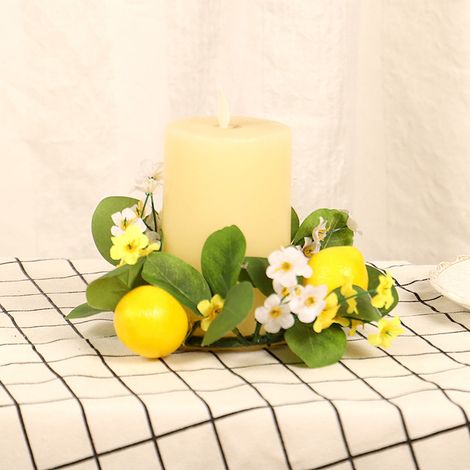 Guirlande Citronnelle Artificielle - Pour Bougie de Table - Décoration de Table à Manger - 18 x 18 cm - Vert Citron - 1 Pièce (1/5)
