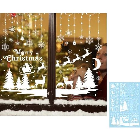 Stickers Noel Noel Autocollants Fenetre Réutilisable, 9 Feuilles Noël Stickers, Autocollants Flocon de Neige, Décoration de Noël (1/5)